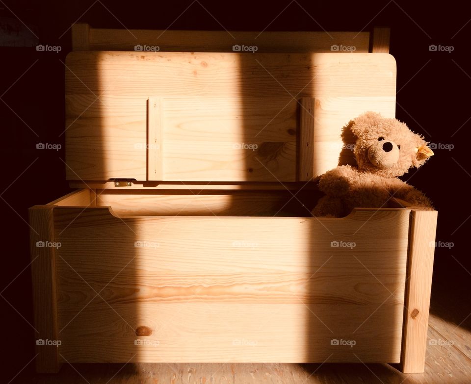 Bear in toy box