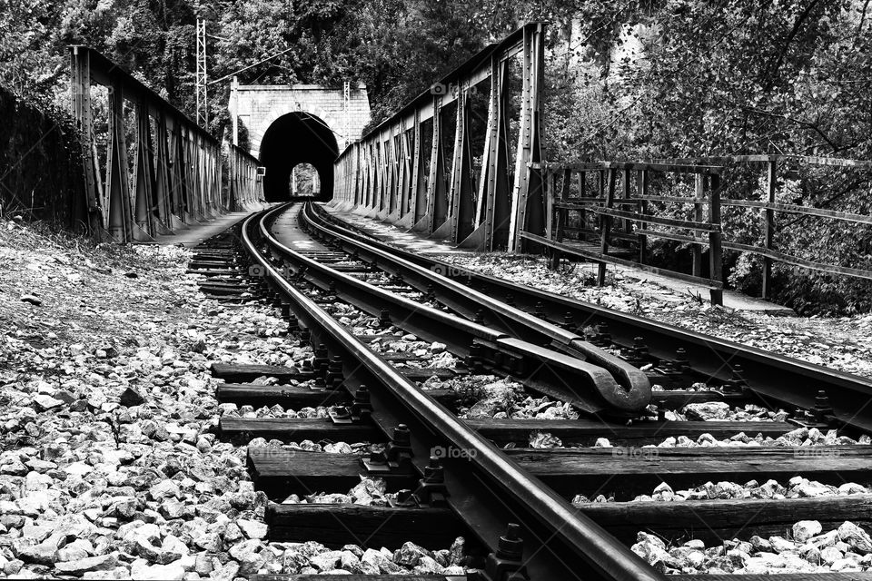 Railway bridge and railway tunnel