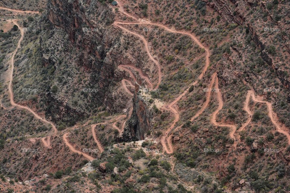 Aerial photo of Trail in the Grand Canyon