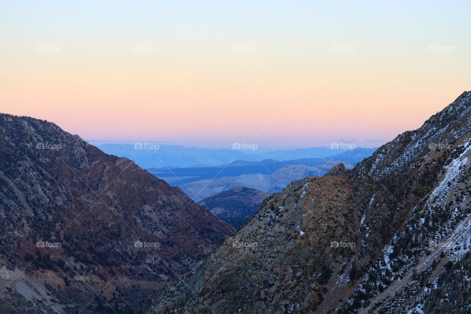 Smokey pastel sunset in the high sierras