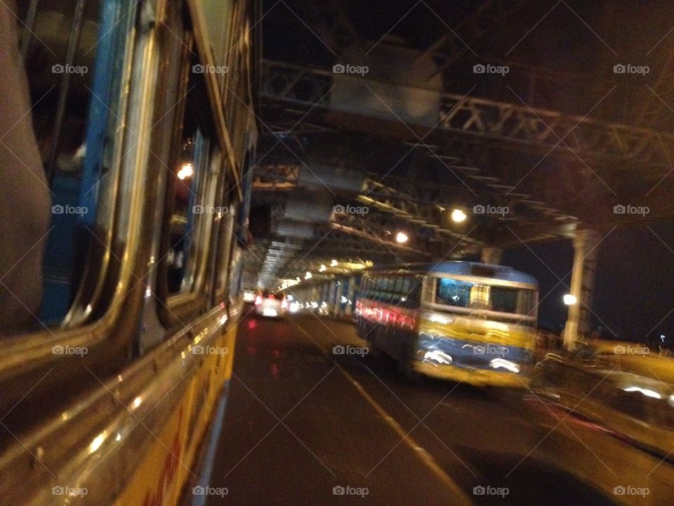 Bus on bridge! It ain't boring. I was on Howrah bridge.Looking out realised me, that  this is like 1980's.
Felt older for that time like olden movies