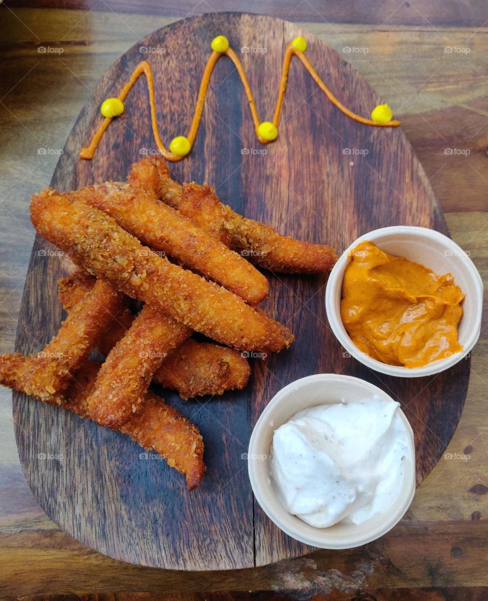 Appetizer Fish finger with Mayonnaise 