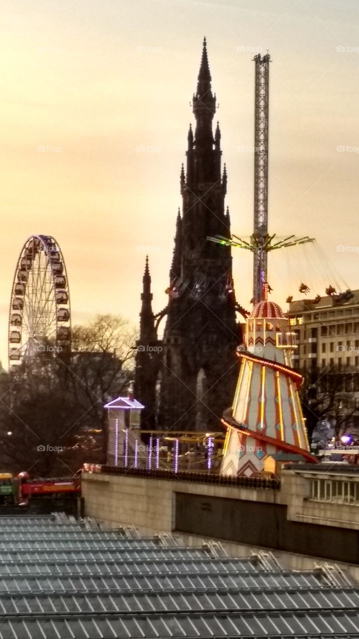 Ferris wheel and helter skelter Edinburgh