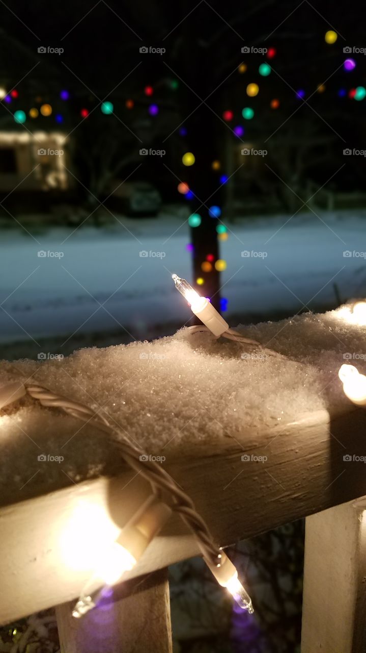 Christmas Light in Frost Snow