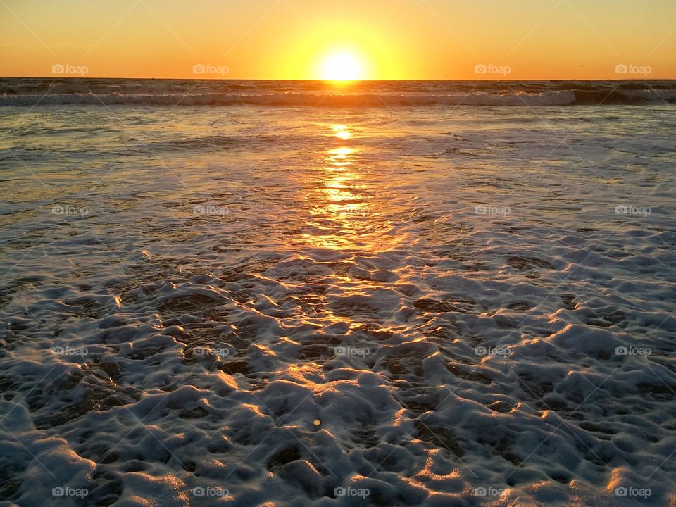 Sunset reflecting on the Pacific Ocean