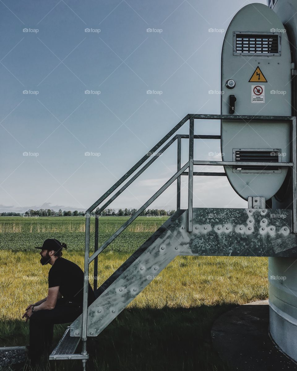 Man and his windmill