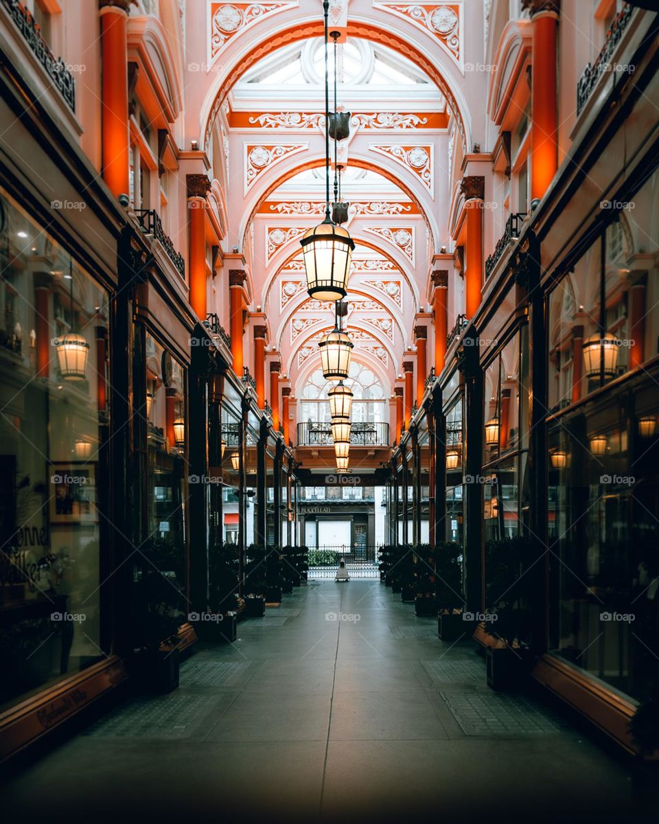 Inside a beautiful old arcade 