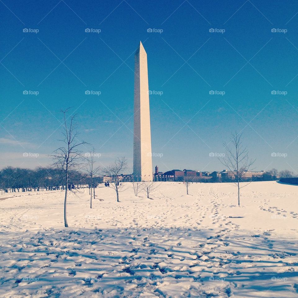 Wintery Washington Monument