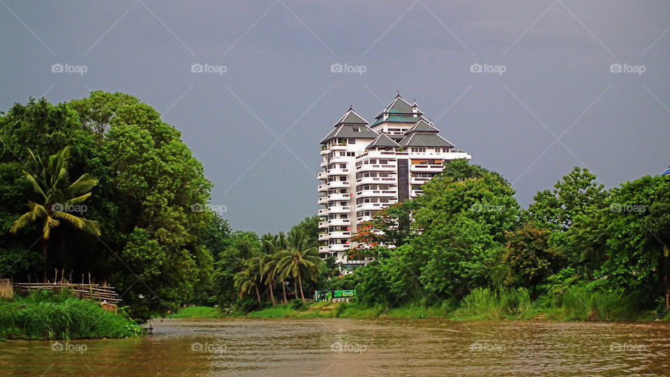 A hotel on the river bank of the ping northern Thailand