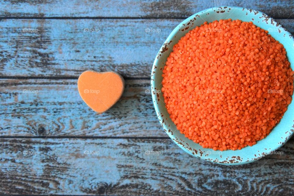 Lentils in a blue bowl