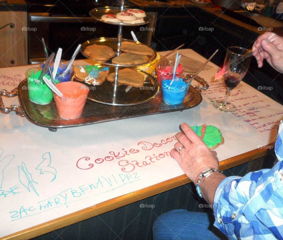 Christmas cookie decorating station