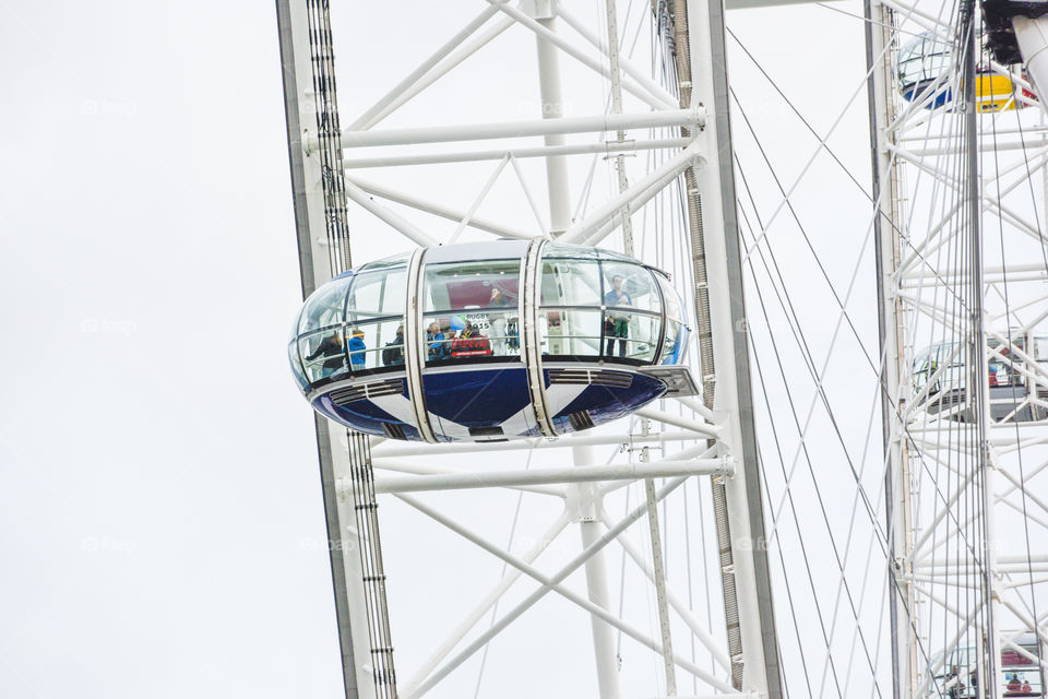 Closeup of London Eye in London.