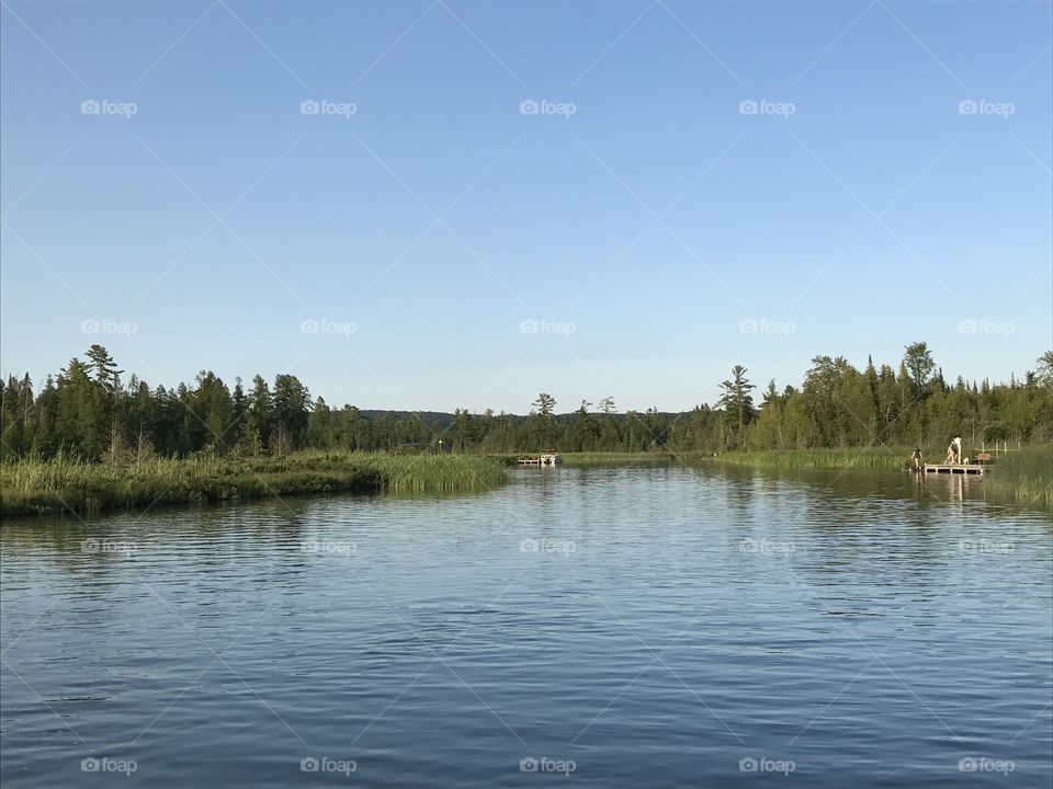 Grass River near the mouth into Lake Bellaire Michigan. Keywords: north woods lake lodge wilderness Up North Pure Michigan nature preservation conservation sun boating fishing water