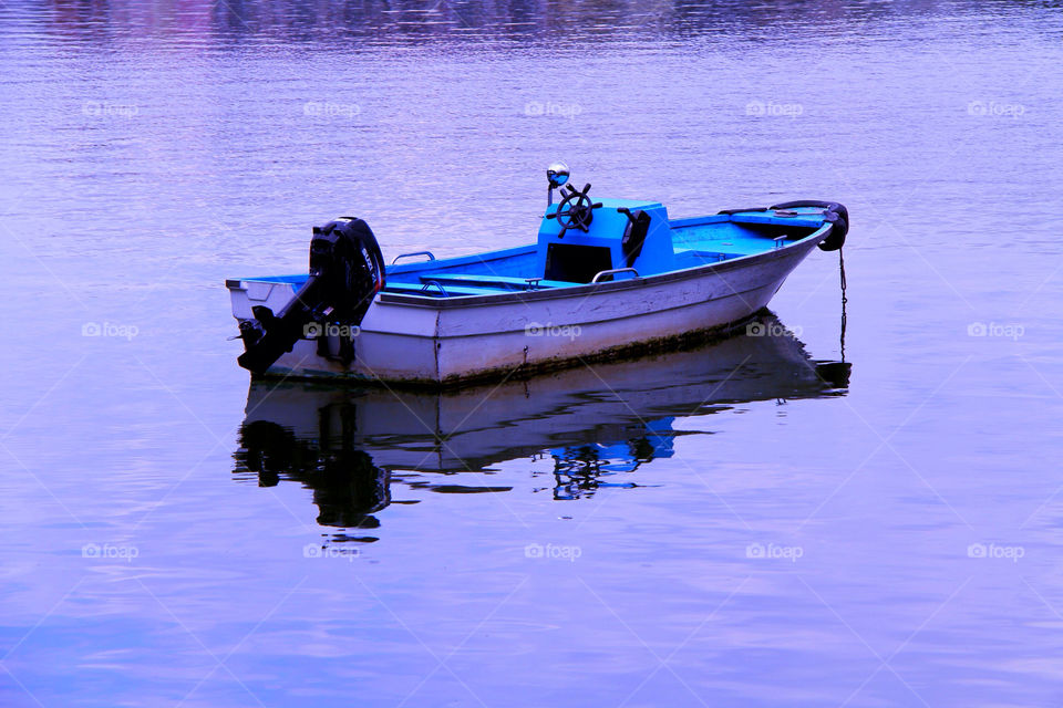 pond lake boat reflection by mathsonlee