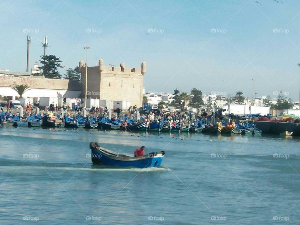 Beautiful boats at essaouira harbour in Morocco.