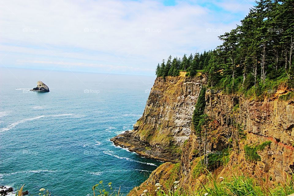 Breathtaking view of the Pacific Ocean taken in Cape Meares Oregon.