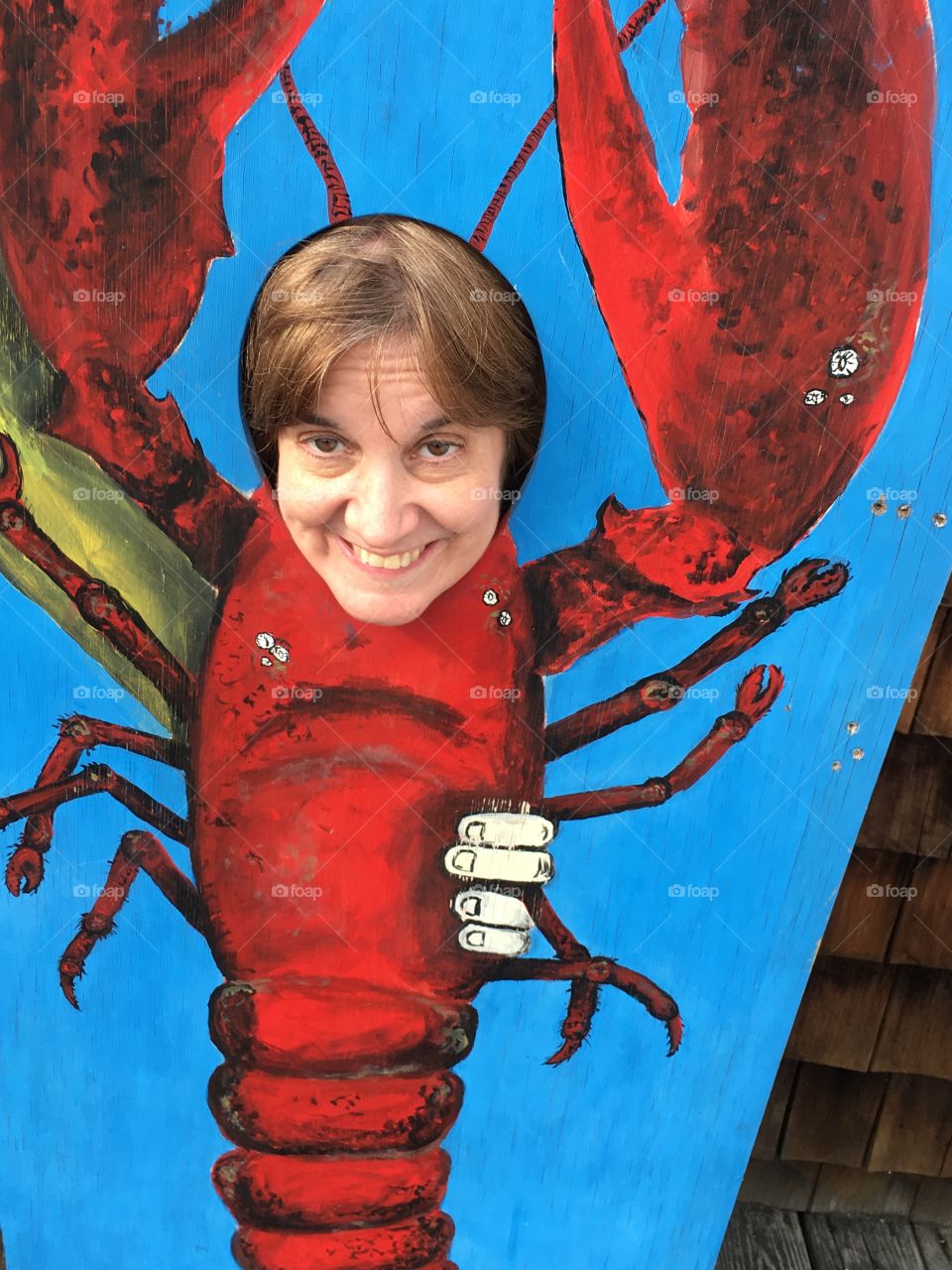 Cartoon woman with lobster
