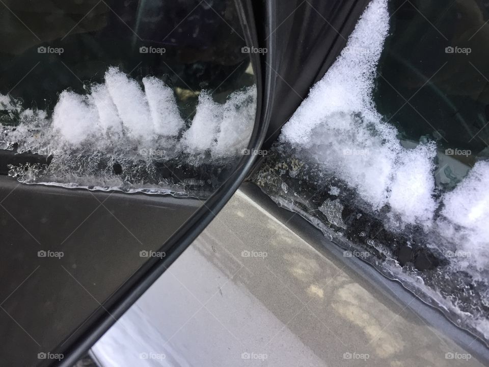Ice on the car mirror