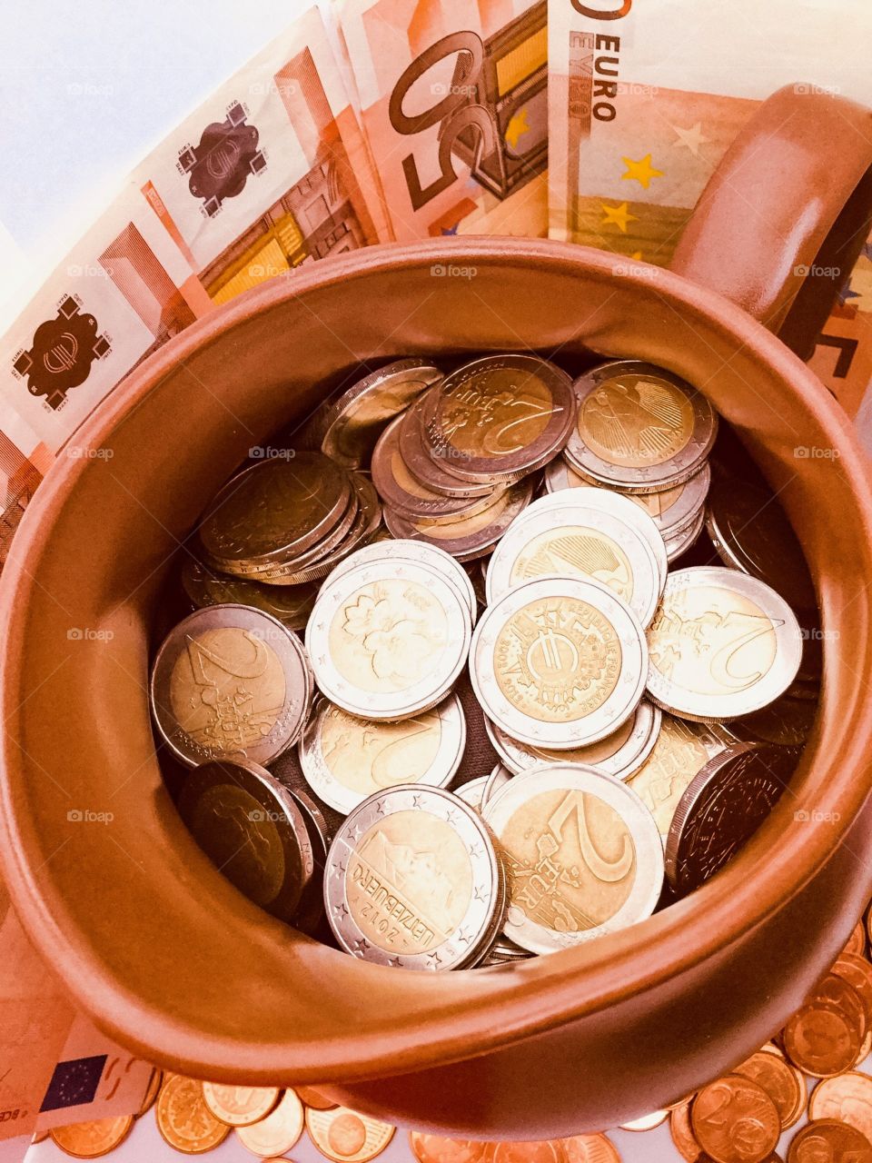 Ceramic Jug Coins Money 