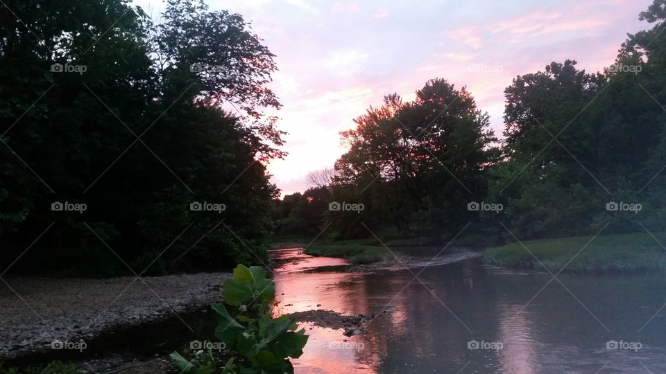 Sunset on river