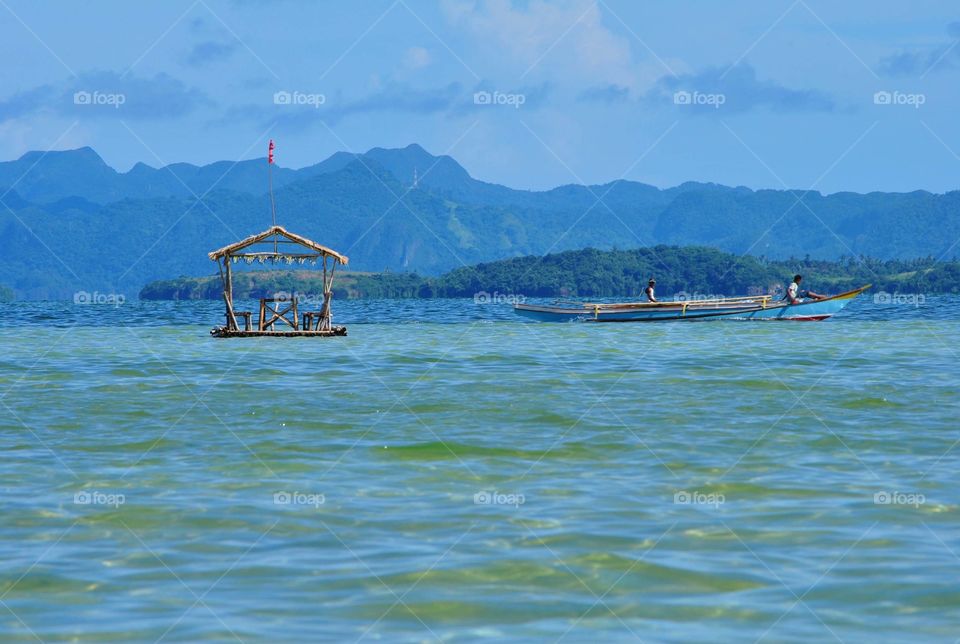 Nipa hut at a sand bar in Caramoan