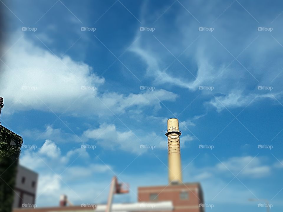 Clouds over the Boston Edison smoke stack