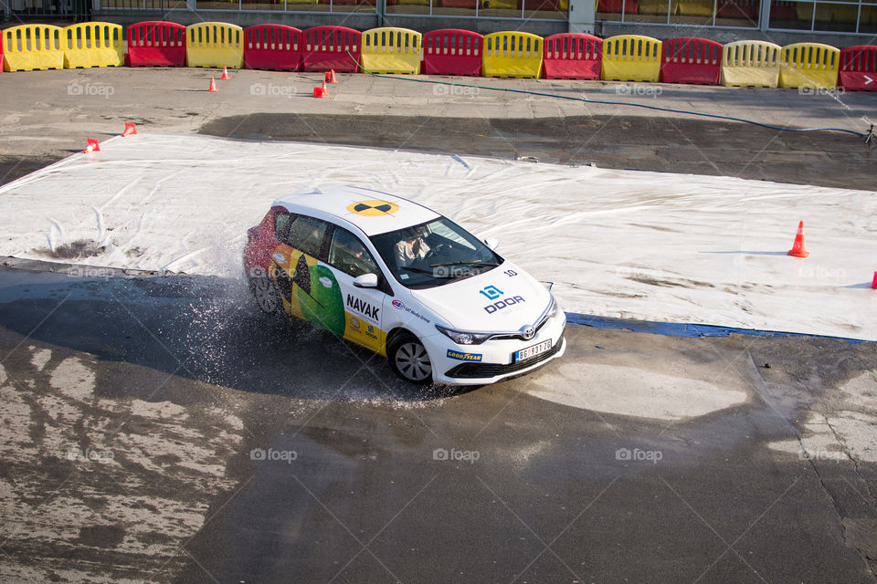 navak driving school presentation of safety driving on annual belgrade car show 2016. serbia fair tourism