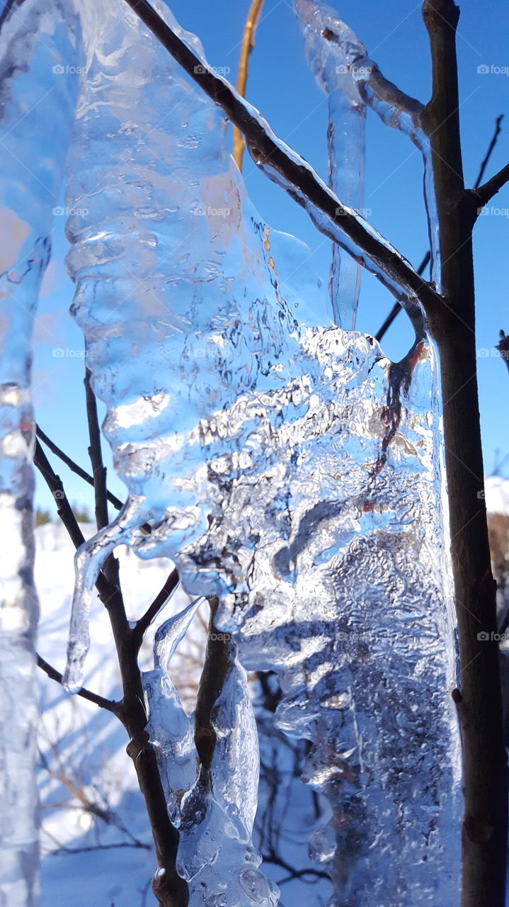 Close up of frozen snow