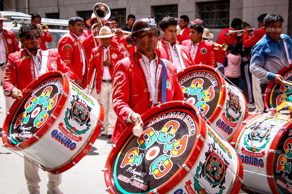 Band playing during carnival in Oruro, Bolivia