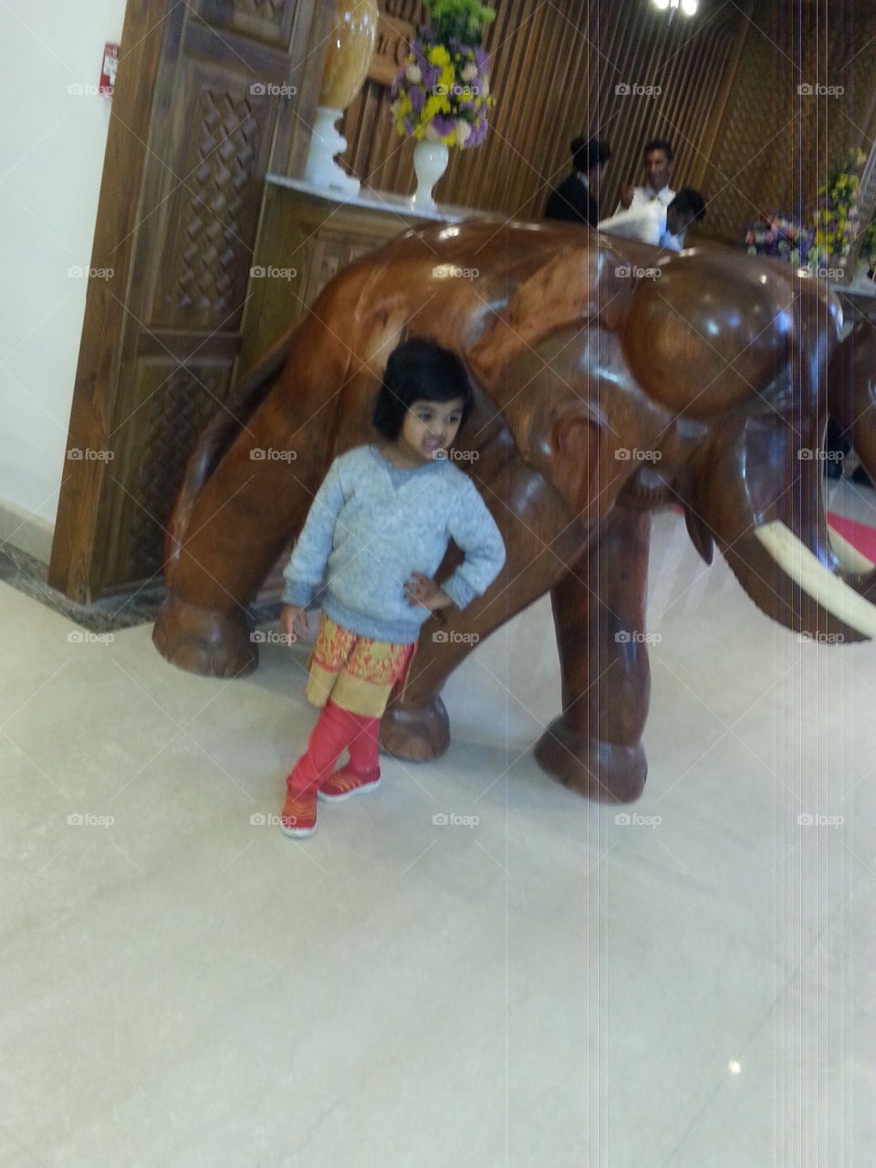 My daughter with an elephant