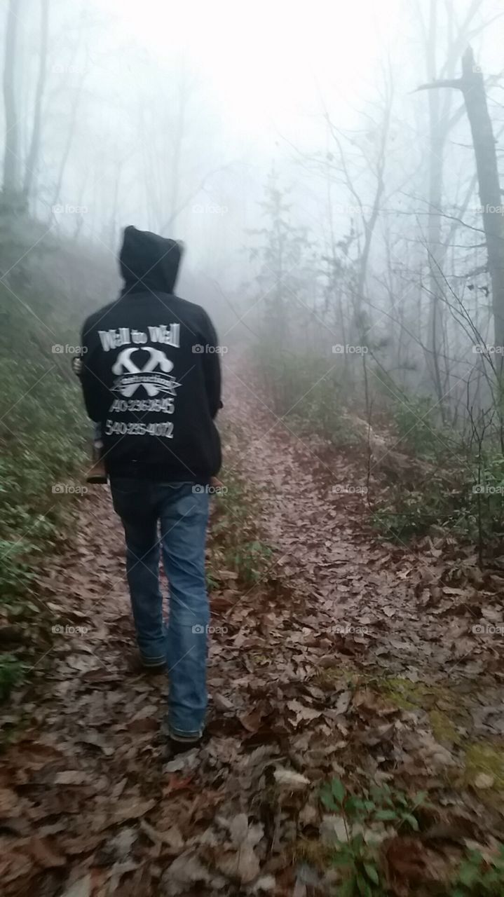 walking through the woods