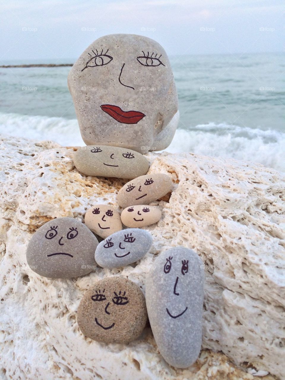 Concept of people with stone faces