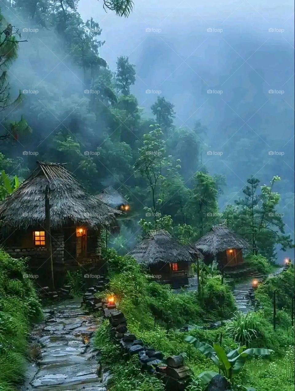 Glory be to God, the magnificent and picturesque view and the natural green trees are a view that is nothing more wonderful than it