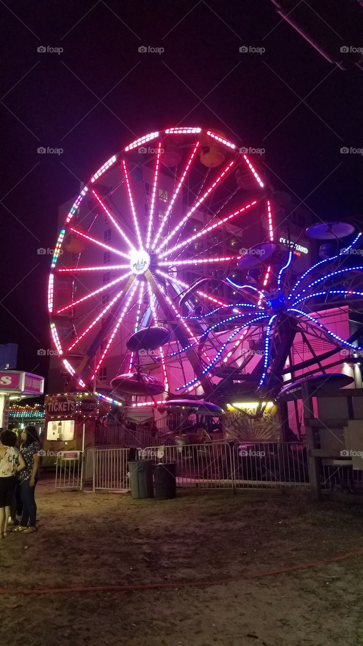 Carolina Beach Ferris Wheel at Night