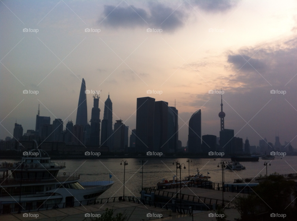 china sunset skyline shanghai by paulcowell