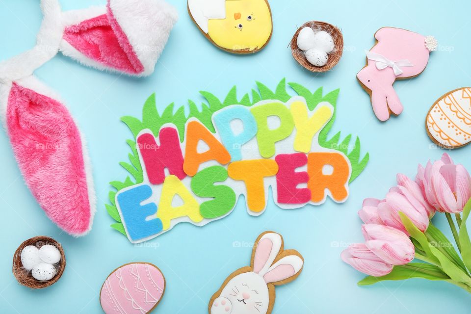 Happy Easter decoration. Easter cookies