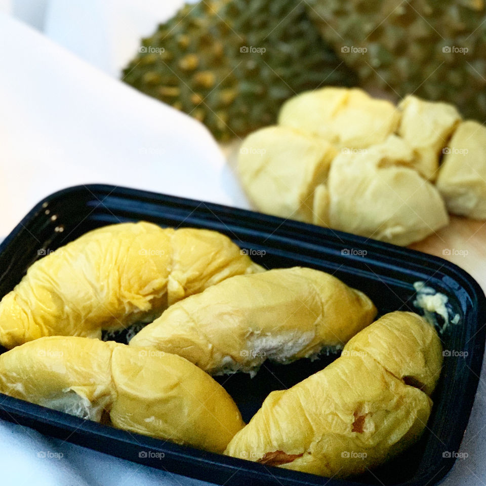 King of fruit durian in a natural light setting in the kitchen good for friends get together 
