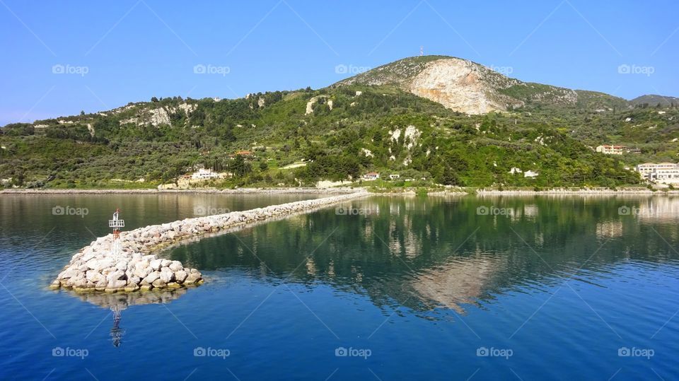 Rocky pier in the sea