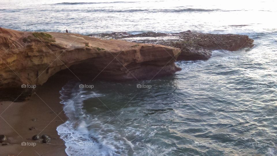 High Tide Washing Ashore at Sunset Cliffs