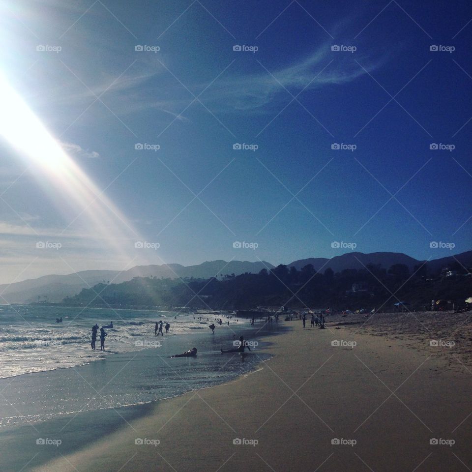 Sun glare beach day in Santa Monica 