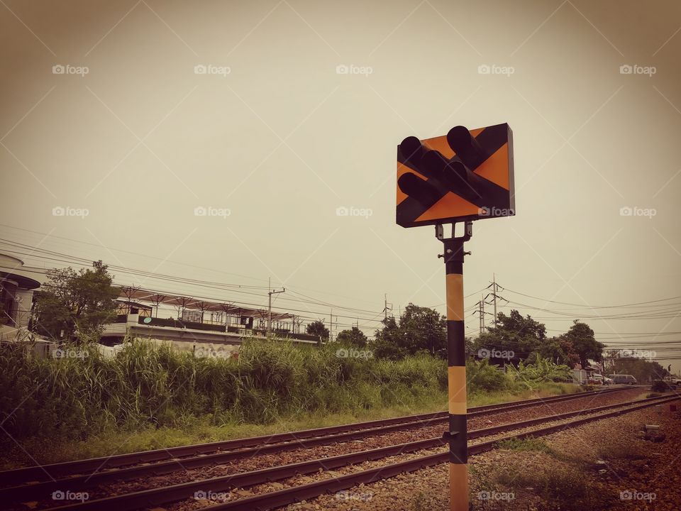 railways traffic sign pole.