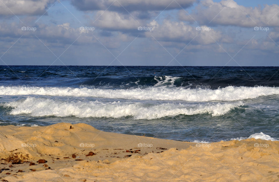 Stormy view on Sardinia beach 