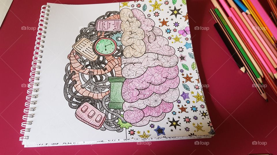 Abstract drawing crayons