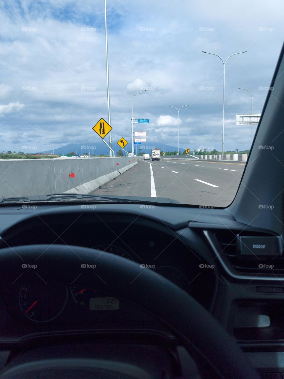 view mountain in the car at indonesia tol