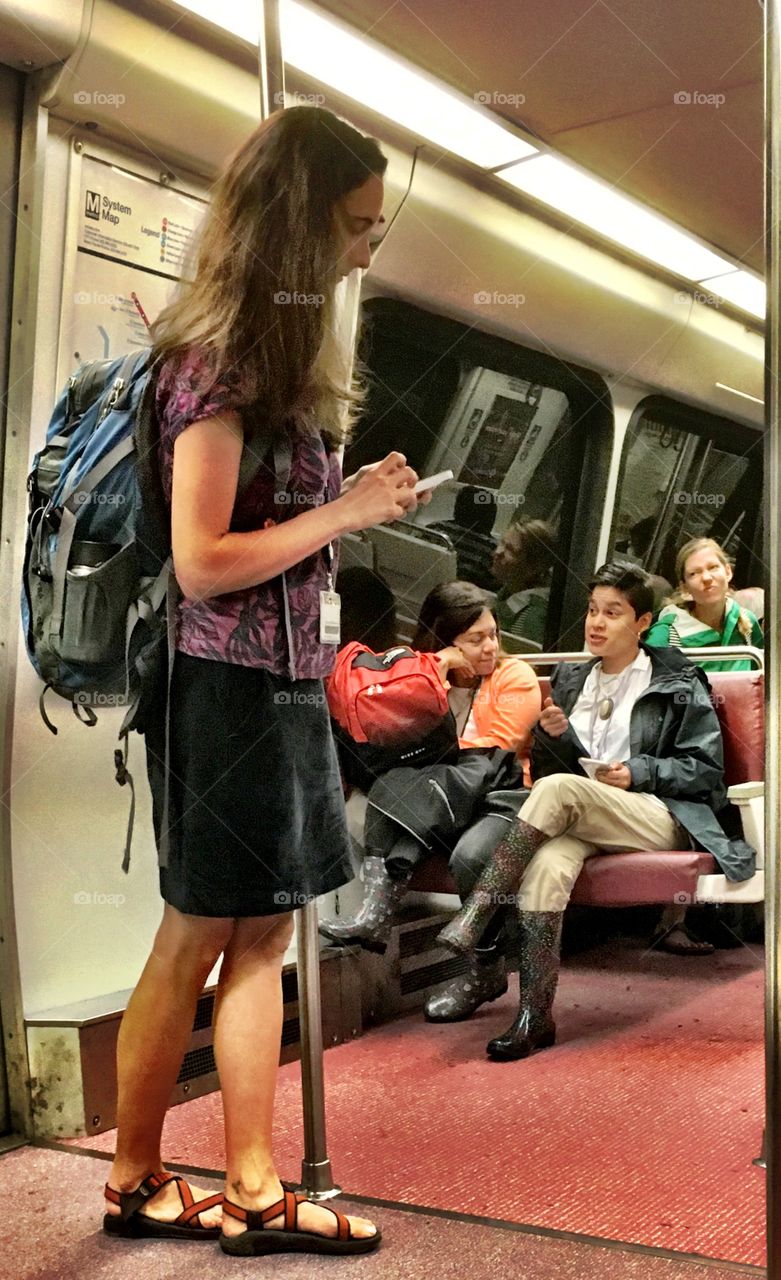 Stranger expressions on a train