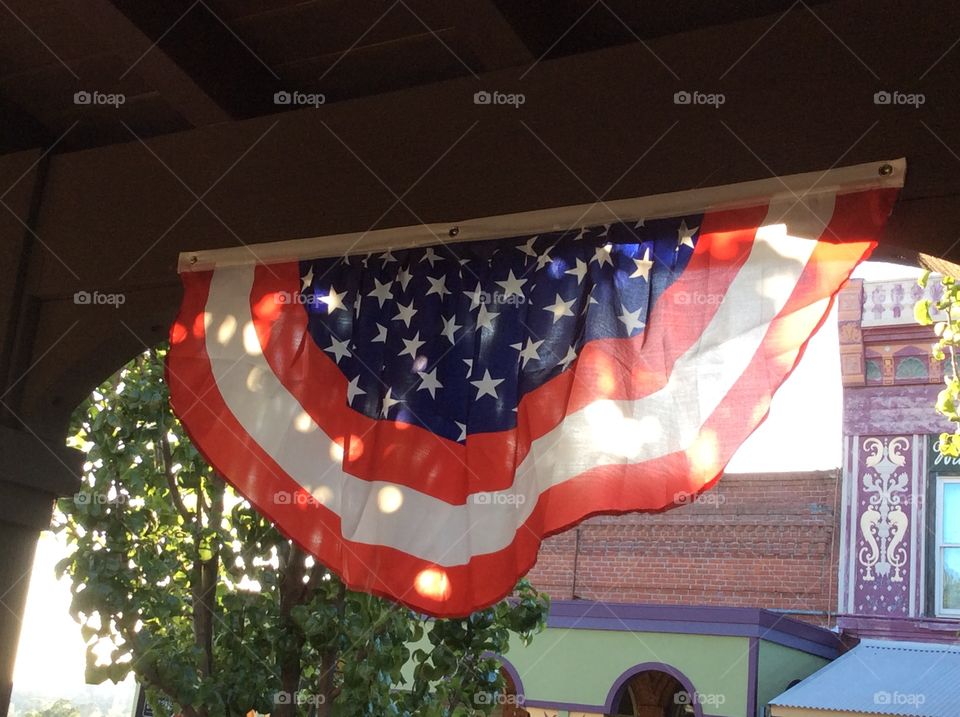 USA Flags in Old Folsom, California. USA half Round Flags in Old Folsom, California