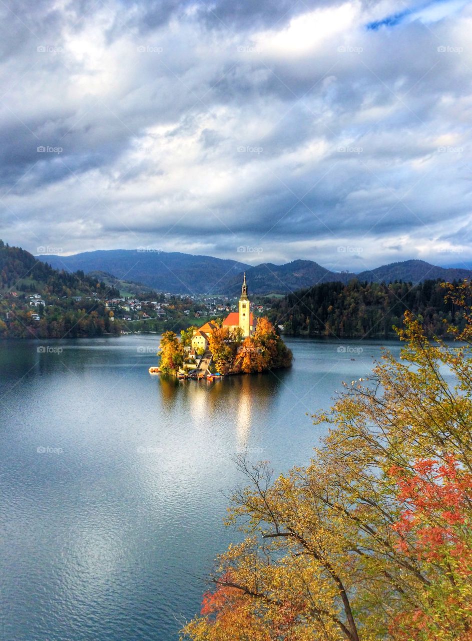Beautiful autumn at lake Bled, Slovenia 