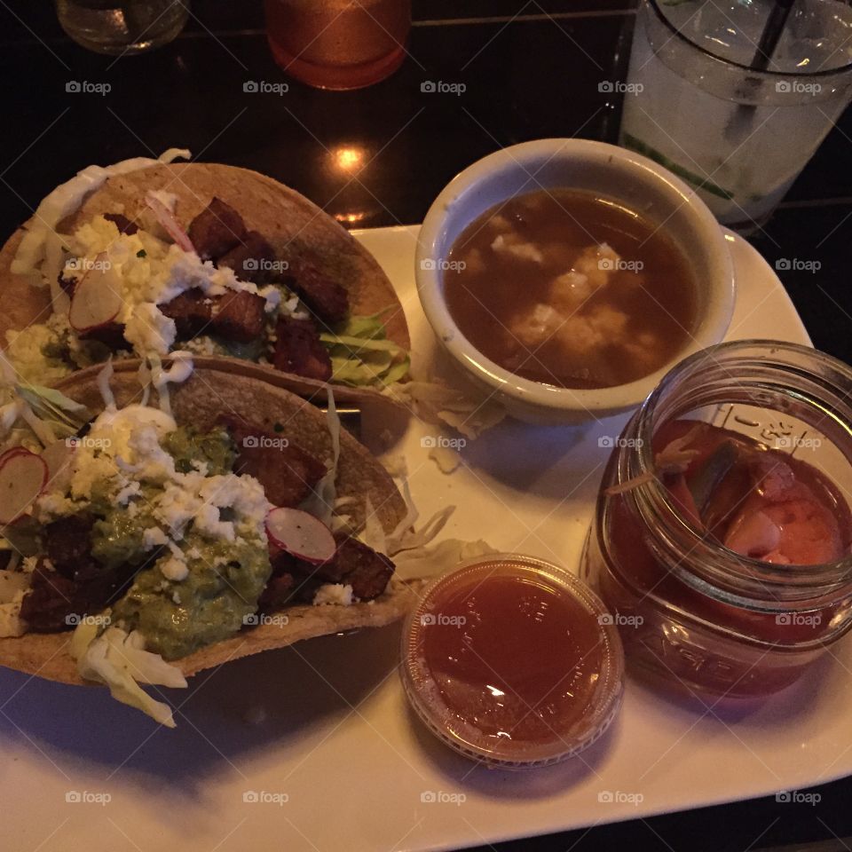 Tacos and drinks. Dinner on a business trip to San Diego