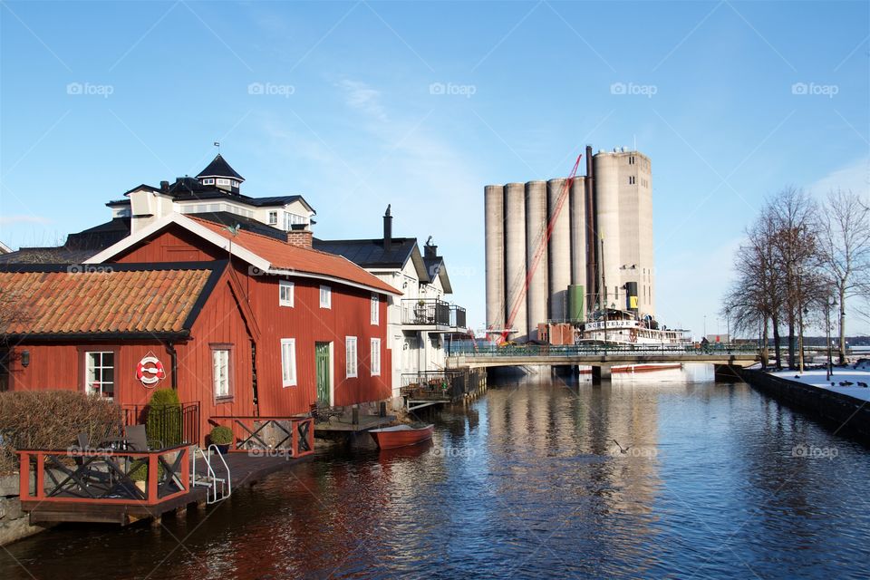 Silo at the harbor in Norrtälje, Sweden 