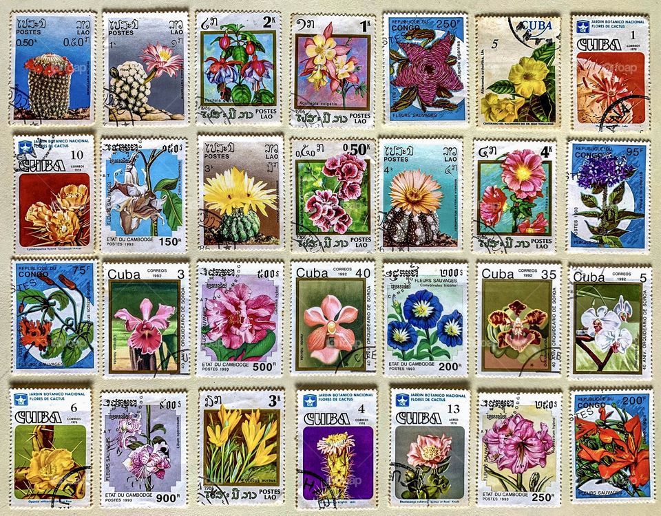 Spring themed stamp collection.